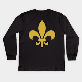 Metallic Gold Fleur De Lis Kids Long Sleeve T-Shirt